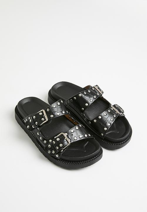Pop Candy - Twin buckle sandals - black