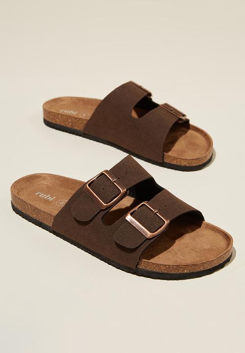 Cotton On - Rex double buckle slide - rich brown micro