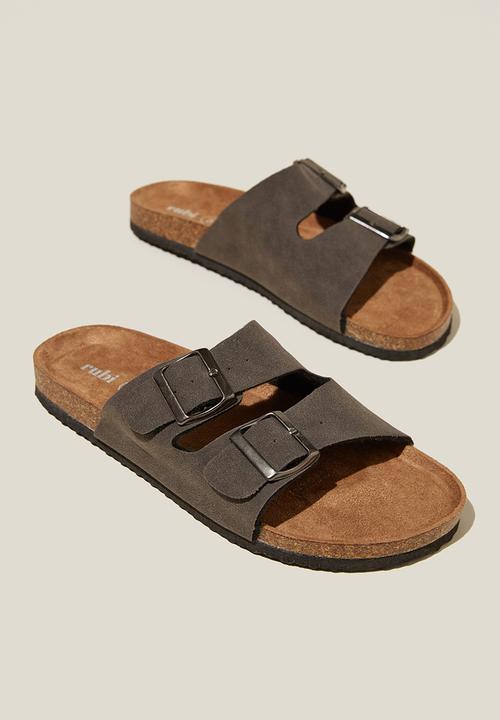 Cotton On - Rex double buckle slide - grey micro