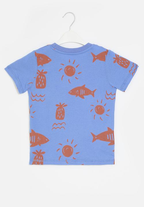 Pop Candy - Printed tee - blue & orange