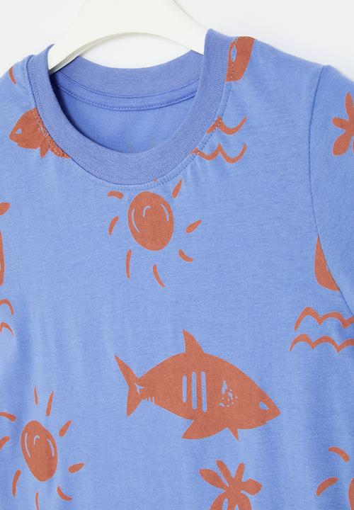 Pop Candy - Printed tee - blue & orange