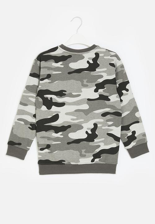 Pop Candy - Camo sweat top - grey & white
