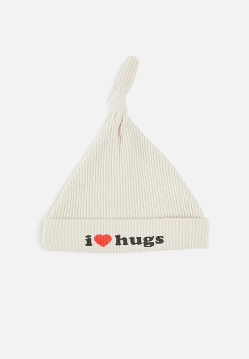 Pop Candy - 3 Pack knotted beanie set - beige & white