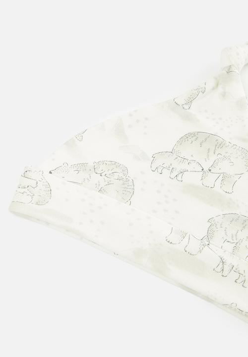 Pop Candy - 3 Pack knotted beanie set - beige & white