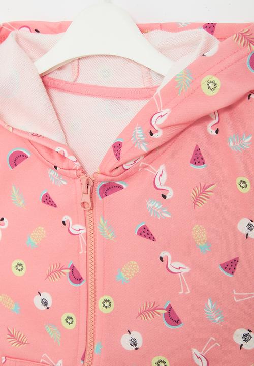 Pop Candy - Printed zip thru hoodie - pink