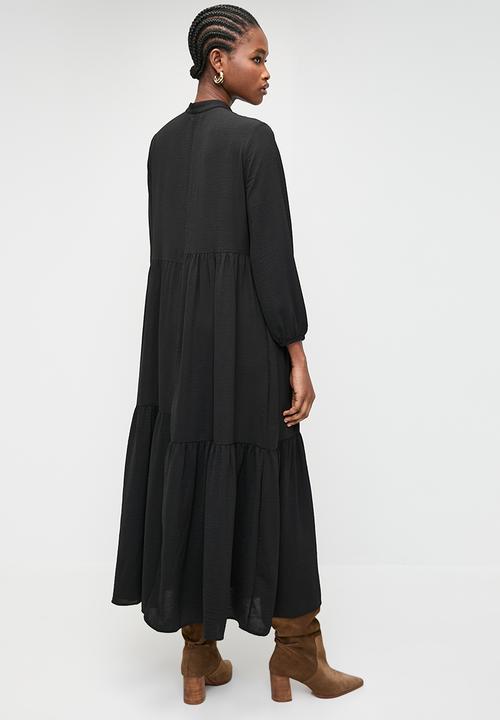 Superbalist - Mandarin collar asym babydoll dress - black