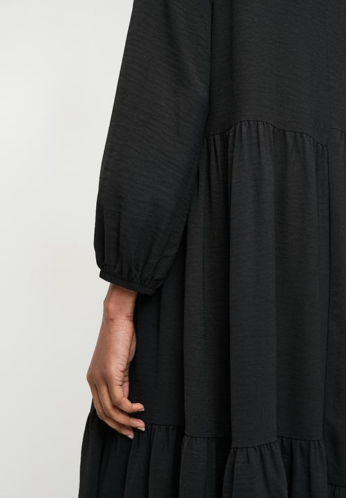 Superbalist - Mandarin collar asym babydoll dress - black