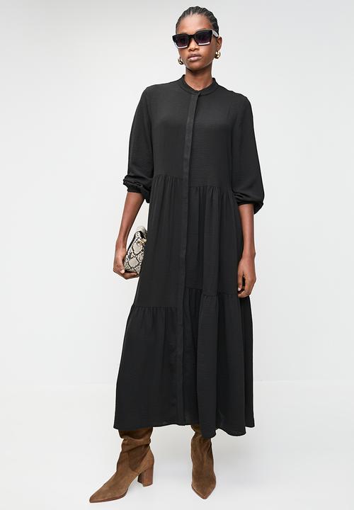 Superbalist - Mandarin collar asym babydoll dress - black