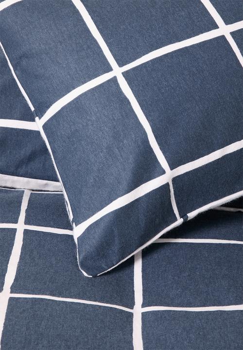 Sixth Floor - Brushed Cotton Winter Check Duvet - Navy