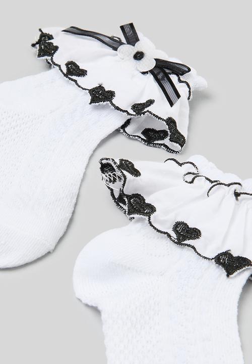 Pop Candy - Frilled socks - black & white