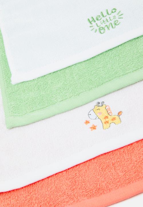 Pop Candy - 4 Pack face towel set - orange & green