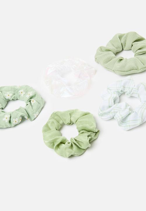 Pop Candy - 5 Pack scrunchies set - green