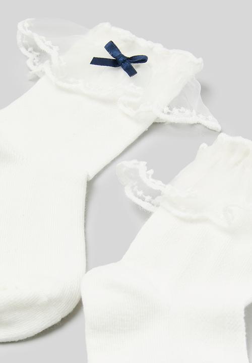 Pop Candy - Frill & bow socks - white