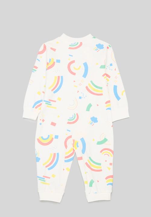 Pop Candy - Rainbow print babygrow - white