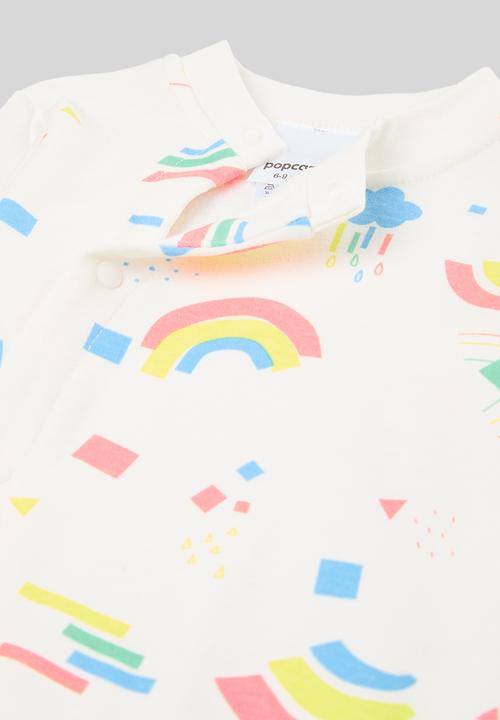 Pop Candy - Rainbow print babygrow - white