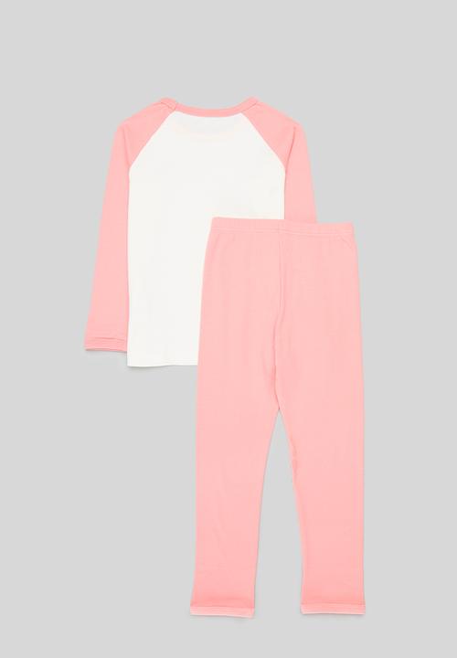 Pop Candy - Reglan sleeve pj set - pink & white