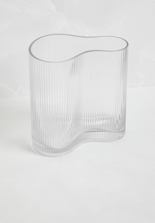 Silk By Design - Ripple ribbed vase - clear