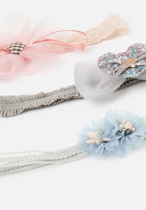 Pop Candy - Bowknot and floral headband set - pink