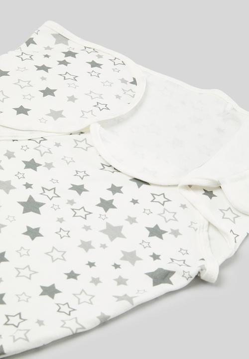 Pop Candy - Printed swaddle wrap and beanie set - white
