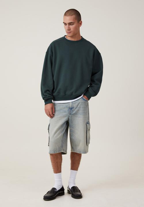 Cotton On - Box Fit Crew Sweater - Pine Needle Green