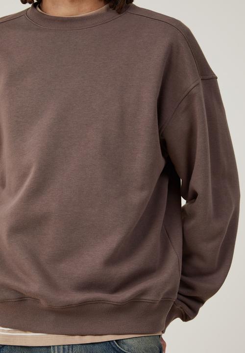 Cotton On - Box fit crew sweater - washed chocolate