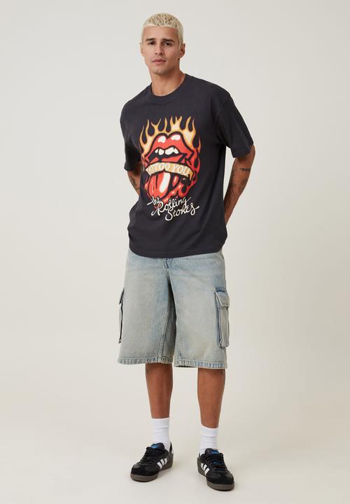 Cotton On - Loose Fit Music T-Shirt - lcn bra washed black/rolling stones 