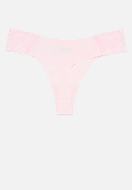Cotton On - Party Pants Seamless G String 3 Pack - Black/Cream/Soft Rose