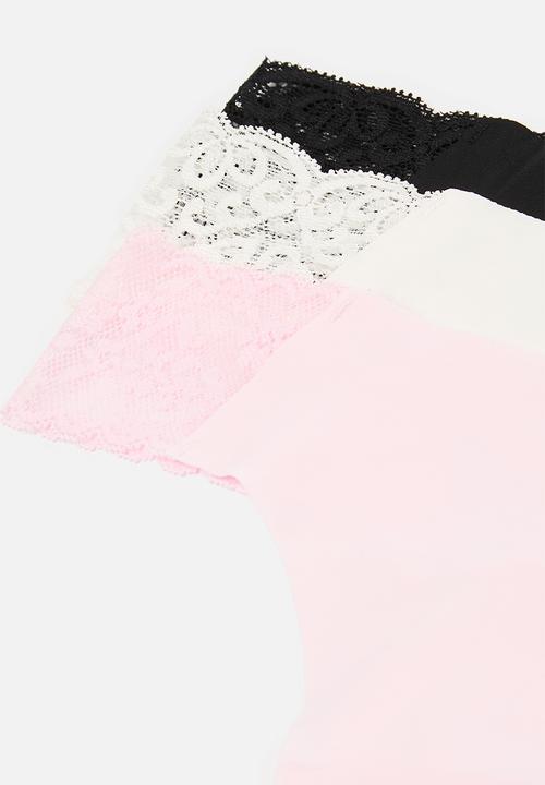 Cotton On - Party Pants Seamless G String 3 Pack - Black/Cream/Soft Rose
