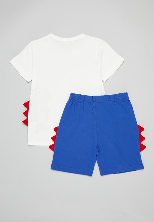 Pop Candy - Printed tee & shorts set - blue & white