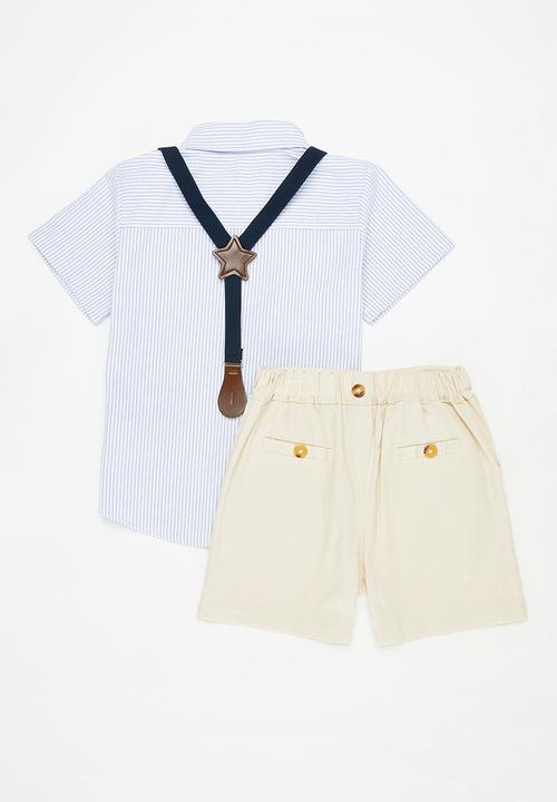 Pop Candy - Shirt & suspender short set - multi