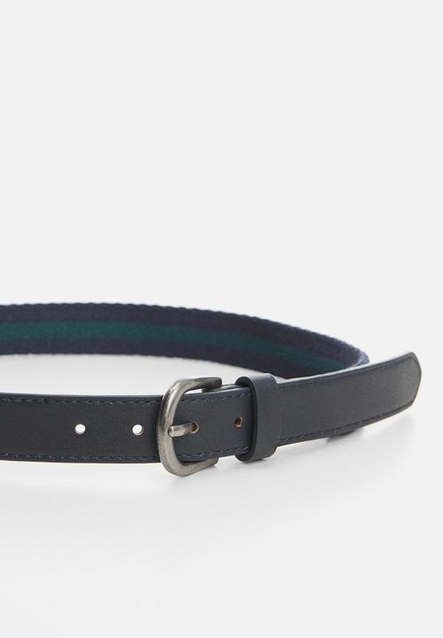 MANGO - Belt stripes - navy