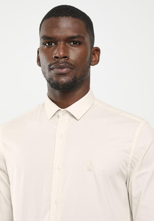 POLO -  Mens slim stretch long sleeve shirt - stone