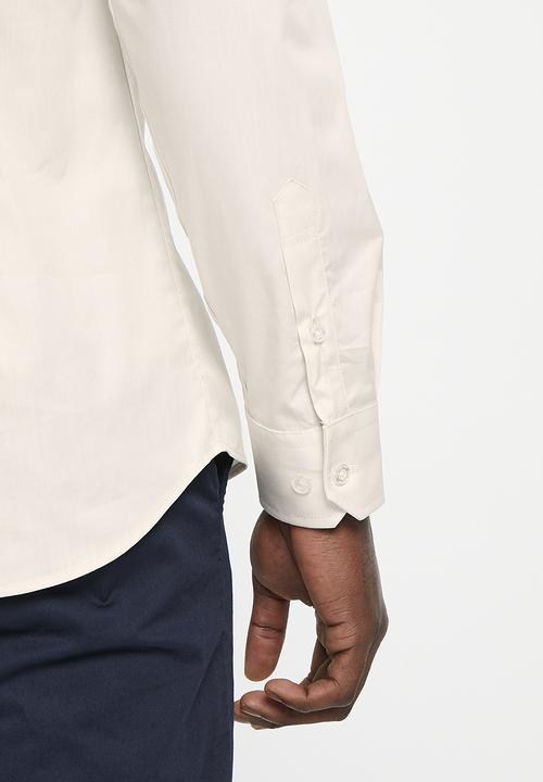 POLO -  Mens slim stretch long sleeve shirt - stone