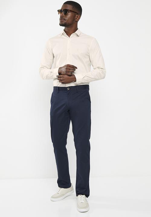 POLO -  Mens slim stretch long sleeve shirt - stone