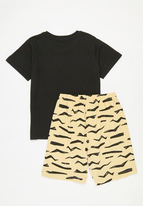 Pop Candy - Printed top and bottom set-black & yellow