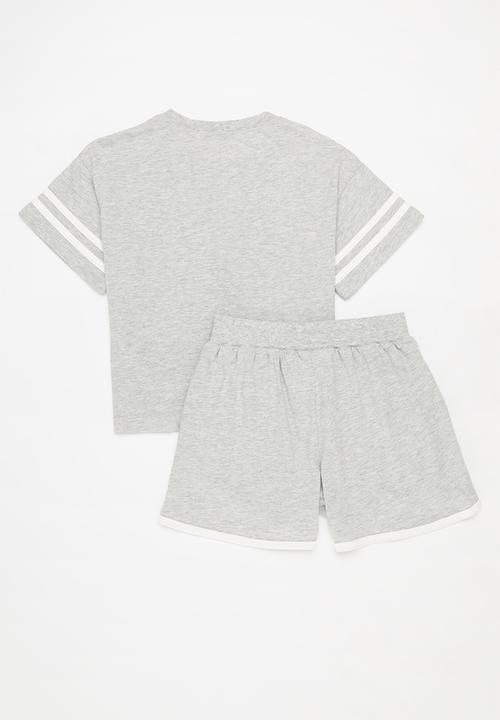 Pop Candy - Cropped top and short set -grey