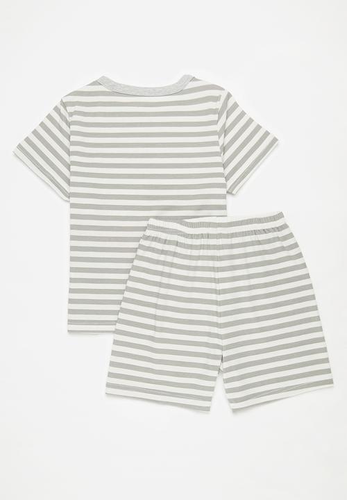 Pop Candy - Striped pj set - grey & white