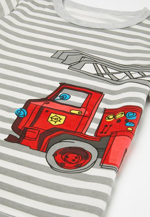 Pop Candy - Striped pj set - grey & white