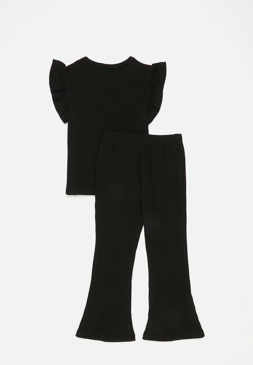 Pop Candy - Frilled top and pants set - black