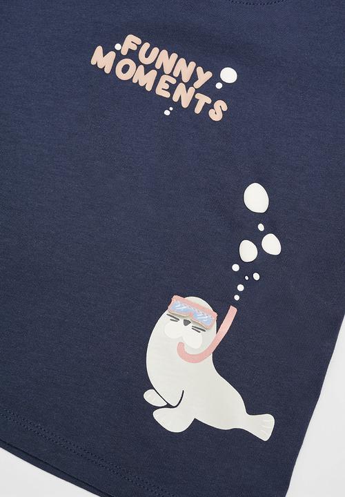 MANGO - T-shirt foqui - navy