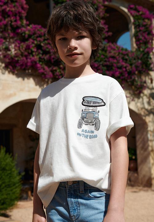 MANGO - T-shirt respect - natural