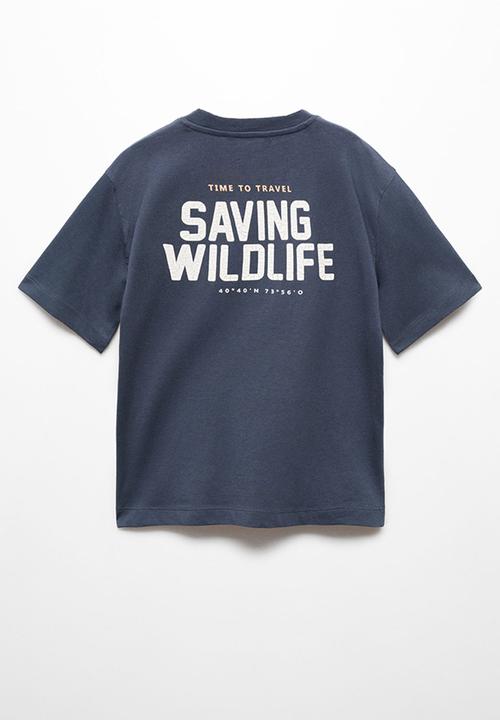 MANGO - T-shirt respect - navy