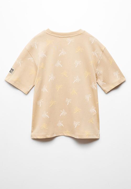 MANGO - T-shirt palm - light brown