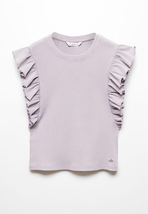 MANGO - T-shirt ruffle2 - mauve