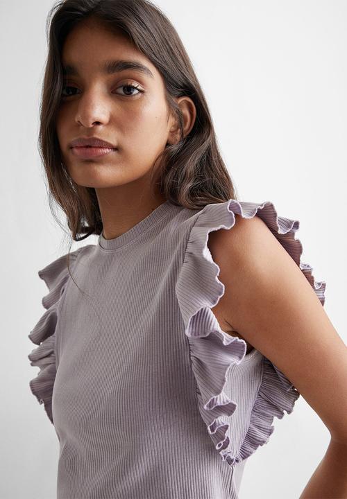 MANGO - T-shirt ruffle2 - mauve