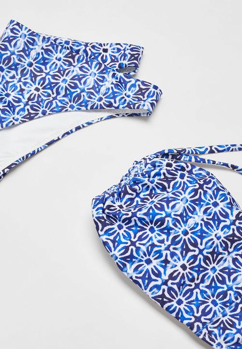 MANGO - Bikini masai - off white & blue