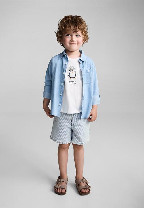 MANGO - Bermuda shorts stripes - denim