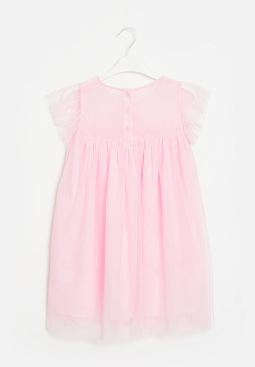 Pop Candy - Mesh Frilled sleeve dress - pink