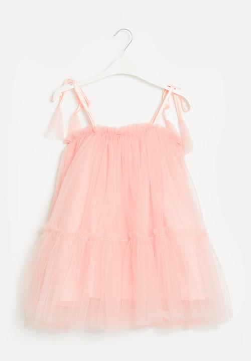 Pop Candy - Tie shoulder mesh dress - pink