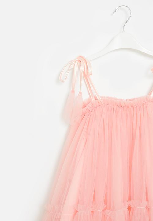 Pop Candy - Tie shoulder mesh dress - pink